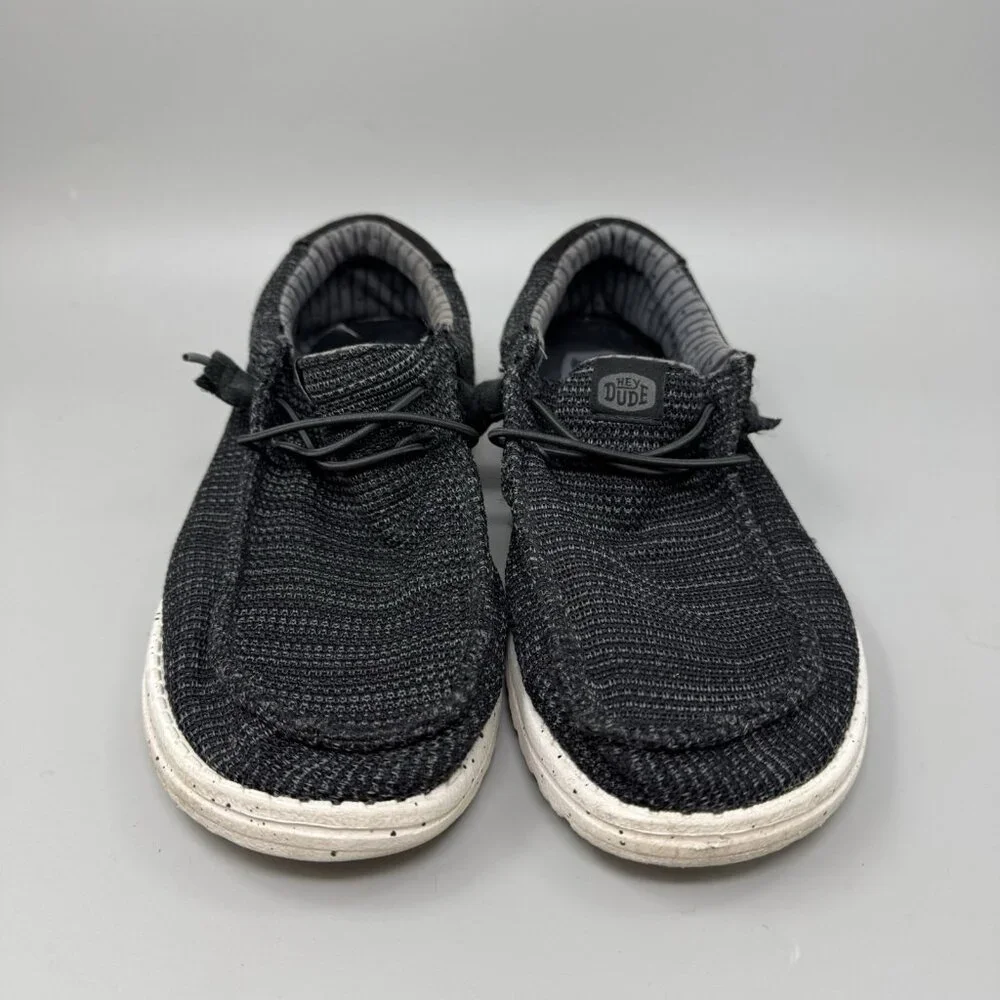 Hey Dude Wally Sox Men's Size 9 Black & White Ultralight Style Slip-On Shoes